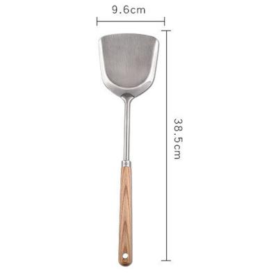 China 304 Stainless Steel Tools Utensil Instrument Spatula Pocket Handle Kitchen Sustainable Wooden Cookware for sale