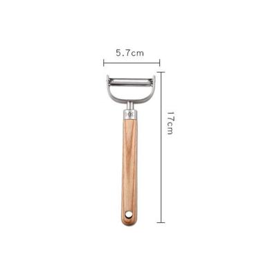 China Viable Cooking Vegetable Potato and Carrot Slicer Peeler 304 Stainless Steel Wooden Handle Tools for sale