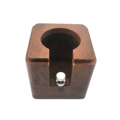 China Viable Coffee Maker Base Bartender Accessories One Hole Coffee Filter Tamper Holder Walnut Wood Tamping Stand Holder 58MM Portafilter for sale