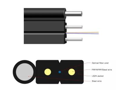 China Outdoor And Indoor Drop Cable 02 Cores G657A1 / G657A2 Fiber Cable XCH-DC02F for sale