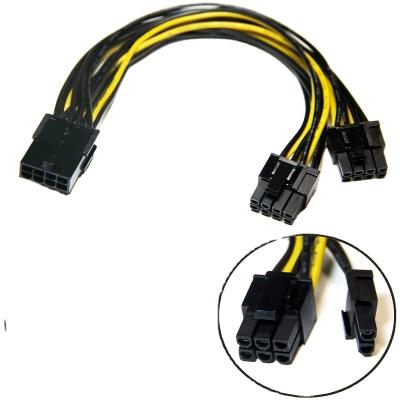 China 2021 Electronic Fast Shipping Double 8 (6+2) Pin Video Card Adapter Power Supply Auto Power Wiring Car Line Cable for sale