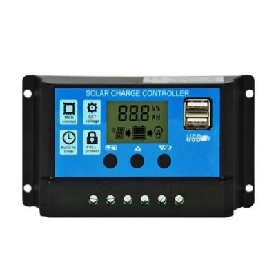 China Auto PWM zonnepaneelcontroller 12v 24v 10a 20a 30Amp met LCD-scherm Dual USB Te koop