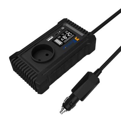 China 12V 220V Mini Dc To Ac GaN PD Fast Charger Converter USA UK EU Socket 150W Pure Sine Wave Electric Car Power Inverter Dual Sockets for sale
