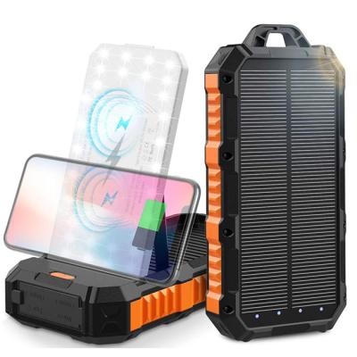 China ABS PC Outdoor Wireless 30000mAh Solar Power Bank With Solar Panel for sale