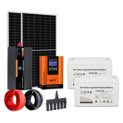 China Off-grid zonne-energie-opwekking systeem 1KW Hybride GEL-batterij Zonne-energie voor woningen Te koop