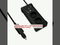 200W Portable 12V to 110V 220V Pure Sine Wave Car Power Inverter