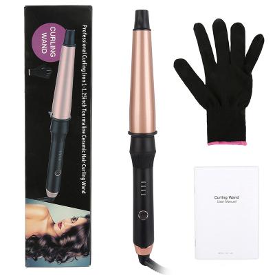 중국 Professional Styling Ceramic Hair Curling Iron Tools Heat Adjustable Settings Professional Hair Hesitate Pear Blossom Cone Electric Hair Curler 판매용