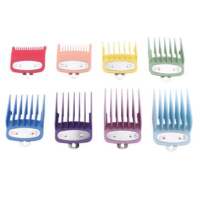 China Salon Factory 8 Sizes Limit Limit Comb Guard Iron Loop Design Colorful Barber Shop Guide Comb For Clipper for sale