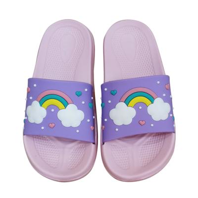 China Cute Designer Kids Summer Comfortable Warm Girl Foot Wear Rainbow Pattern Slippers for sale