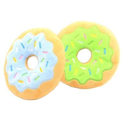 China Viable Christmas Series PP Cotton Inside Cheap Designer Pet Toys Donuts Interactive Stuffed Dog Toys Plush Squeaker for sale