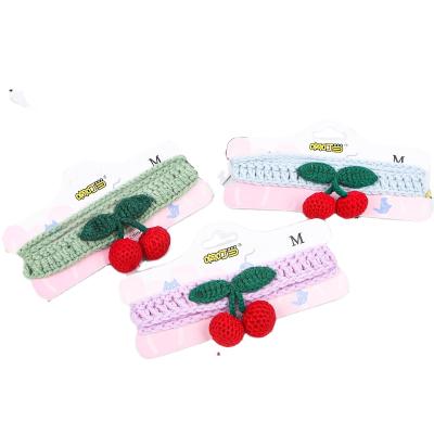 China Main Package Beautiful Cherry Shape Accessories For Cats Cat Collar Hand Made Card Pet Collar Wholesale Viable Supplier for sale