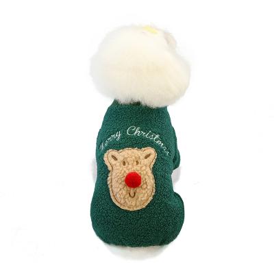 China Stocked Embroidered Polyester Festival Wear 4 Legs Buttons Nose Furryly Pet Christmas Three-Dimensional Dog Clothes for sale