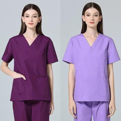 China Hospital Custom Scrubs Uniforms Sets Anti Wrinkle Beauty Medical V-Neck Uniform Tops Scrubs Suit Nursing Scrubs For Women for sale