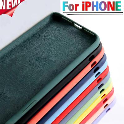 China Waterproof For iPhone 7 6 6S 8 Plus Case Luxury Original Liquid Silicone Soft Cover For iPhone 11 12 13 Pro Max X XR XS SE 2020 Phone Case for sale