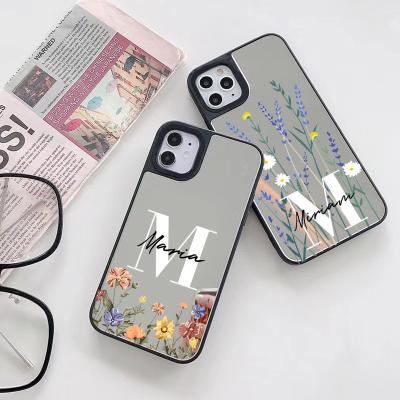 China Waterproof Custom Name Mirror Case For iPhone 11 12 13 pro X Max Xs XR 7 8 Smaller Daisy Flower Phone Cover Luxury Personalized 11 Case for sale