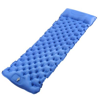 China Outdoor Camping Hiking Ultralight Foldable Self-Inflating Outdoor Inflatable Sleep Camping Traveling Double Mat with Built-in Pump Pillow for sale