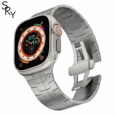 China Titanium SRY New Popular Luxury Titanium Watch Strap for Apple iWatch Ultra Titanium Color Watch Band 49mm 8 7 6 5 for sale