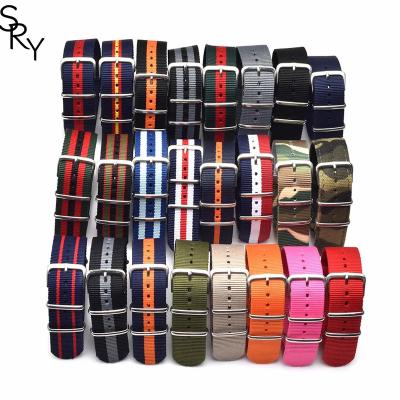 China Nylon Wholesale Hot Selling Nylon Canvas Striped Ribbed Wrist Watch Bands Seatbelt Watchband 12/14/16/18/20/22/24 mm Watch Straps for sale