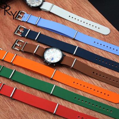 China Rubber Premium Quality Double Pass FKM Rubber Watch Band 20mm One Piece Spring Bar Removable Ring fluororubber Watch Stra for sale