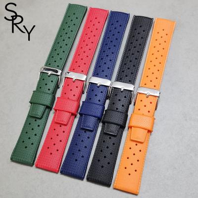 China Rubber Quick Release Tropical Style FKM Rubber Watch Strap Band 20mm 22mm high Quality Waterproof Silicone Racing Tropic Watch Strap for sale