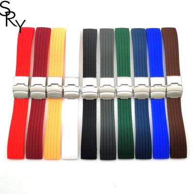 China Silicone safety buckle multi color size sport wrist rubber silicone watch strap band for sale