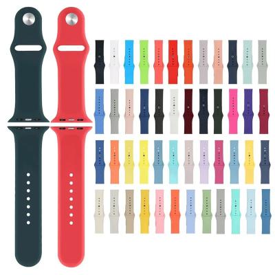 China Silicone Silicone Strap For Apple Watch band 38 40 42 44MM for Apple Watch Strap Wristband 44MM Silicone Rubber Strap Watch Band for sale