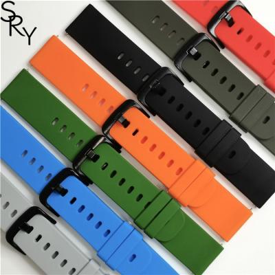 China Silicone SRY Stainless steel black buckle 20mm 22mm silicone Watch strap  For Huawei GT watch 3 pro  bracelet accessories for sale