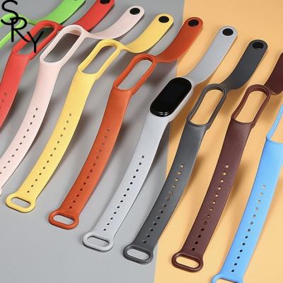 China Water Resistant Bracelet for Mi Band 5 6 Silicone Strap for Xiaomi Band 5 Original Strap for Mi Band 5 Single Color Replacement Bracelet M5 for sale