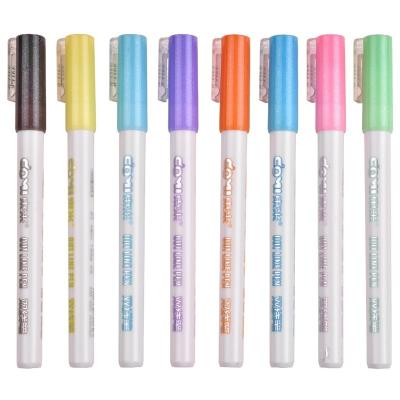 China Dongmi DM-550 Two-Line Fluorescent Pen Marker Pen Candy Color Soft Writing Imagination For Students With 8 Color Set for sale