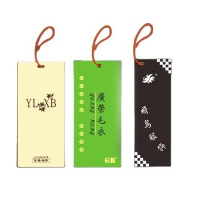 China Sustainable Custom Embossed Paper Logo Card Recycled Garment Tags Paper Hangtag for sale