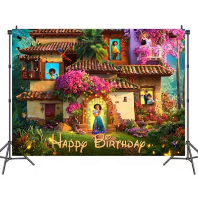 China Fabric Encanto Party Provides Encanto Backdrop For Birthday Party Supplies for sale