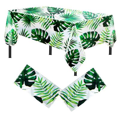 China Eco-Friendly Disposable Palm Leaves Table Covers Green Hawaii Table Covers Tropical Leaves Table Cloths For Tropical Party Decorations for sale