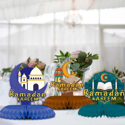 China Eco-friendly Eid Mubarak table centerpiece Ramadan party supplies disposable honeycomb centerpiece for eid party decoration for sale