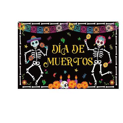 China Waterproof Day of the Dead Dia DE Los Muertos Vinyl Sugar Mexican Skull Fiesta Themed Photography Backdrop Mexican Backdrops for sale