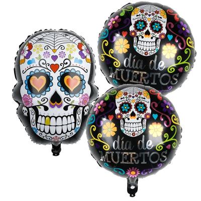 China Day of the Dead Sugar Skull Foil Balloons Dia de Muertos Party Supplies Foil globos for Mexican Dead Party Decoration for sale