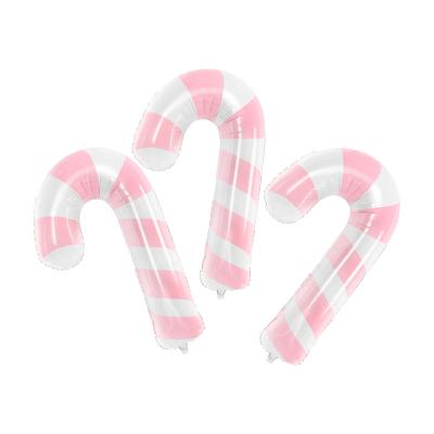 China Hot Pink Decorative Cane Foil Balloon Candy Cane Christmas Gift Toy Toy Sale Party Supplies for sale