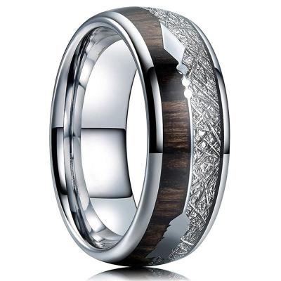 China Best Selling Hard Tungsten Carbide Titanium Ring Inlaid With Arrow Dome Edge Wedding Ring for sale