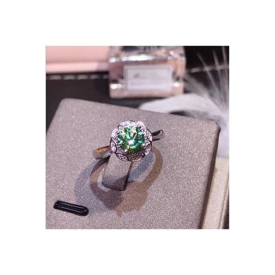 China 1ct Anti-corrosion Eight Hearts Luxury Diamond Ring and Eight Arrows Moissanite Around Open Ring of Diamond Ring Maldives Blue Green for sale