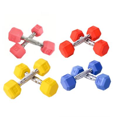 China black or color rubber covered dumbbell bewitch rubber coated fixed dumbbell rubber weight set for sale