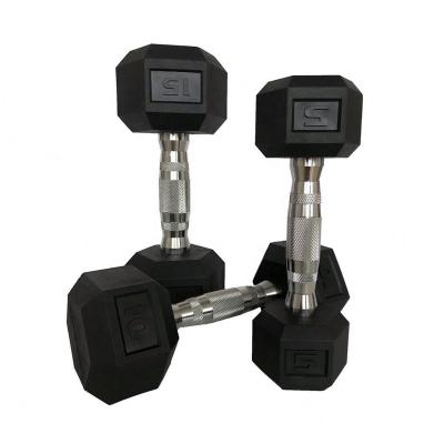 China Wholesale Cast Iron Six Hex Dumbell Sets New Design Rubber Covered Dumbbell for sale