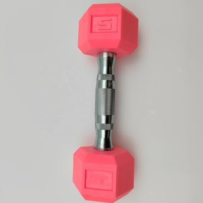 China Wholesale Gray Black Pink Hex Dumbbell Rubber Covered Dumbbell Fixed Dumbbell Rubber Dumbbell Set 1-22.5kg for sale