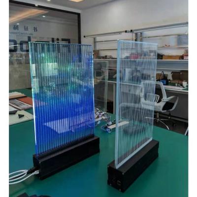 China newest 5+5mm tempered glass 85% high clearance P5*P10 led transparent display screen with real brightness above 5000lm for shopping mall, advertisement for sale