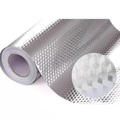 China 3D Figure Aluminum Foil Self-adhesive Kitchen Oil-proof Wallpaper for sale