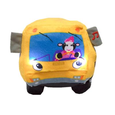 China Plush Factory Directly Customize Baby Toy Singing Fun ABC School Bus Plush Toys Car Toys For Kids Study for sale