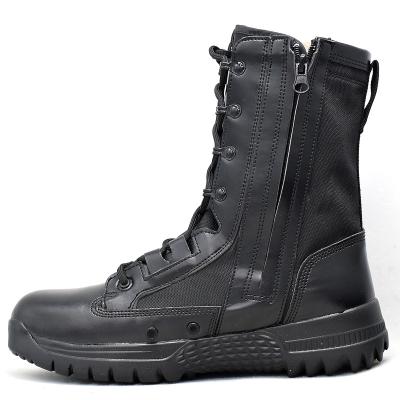 China Anti-Smell Black Combat Shoes Anti-Slip Rubber Sole Full Leather Army Military Boots for sale