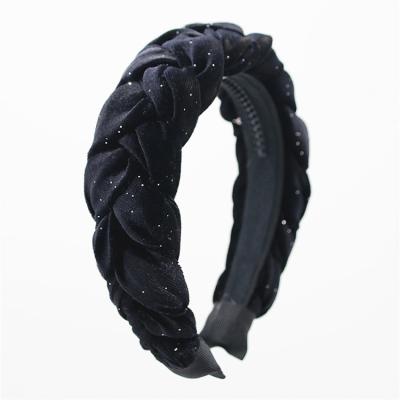 China Comfortable Soft Hair Accessories Wide Shiny Weaving Headbands Braided Headband Hair Circle Fashion Hair Bands Framing Headdress for sale