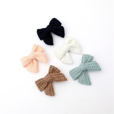 China Bowknot Mini Hair Bow Hairpin Bow 6cm Baby Soft Waffle Cloth Nice Long for Baby Toddlers Teens Kids for sale