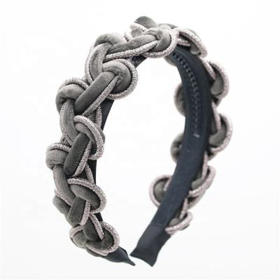 China Cozy Soft Velvet Braid Color Headband With Teeth Hair Accessories Twists Headband Korean Women And Girls Head Wea for sale