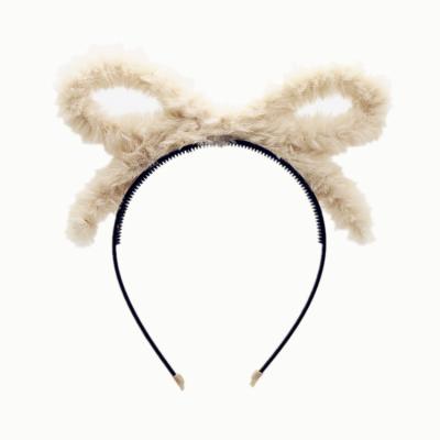 China Stunning Winter Fur Bow Comfortable Soft Girls Hairband Headband Wired Big Bow Hairband Girls Hair Bow Accessories for sale