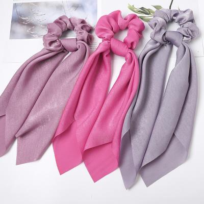 China Baby Satin Rabbit Bunny Ear Bowknot Scrunchie Bobbles Elastic Hair Wearing Silk Hair Ties Gather Ponytail Holder For Women Accessories for sale